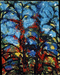 Blue sky & red trees . mixmedia on canvas , 100x80 cm , 2003 .
